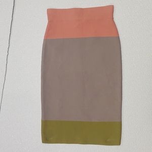 BCBGMaxAzria Colorblock Scarlett Stretch Pencil Skirt, Pink/Grey/Green